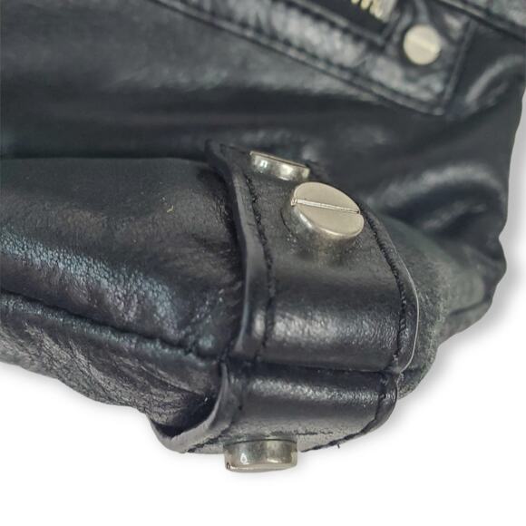 Club Monaco Black Buttery Soft Leather Clutch Purse With Wrist Handle 11" x 8.5" - Picture 6 of 10